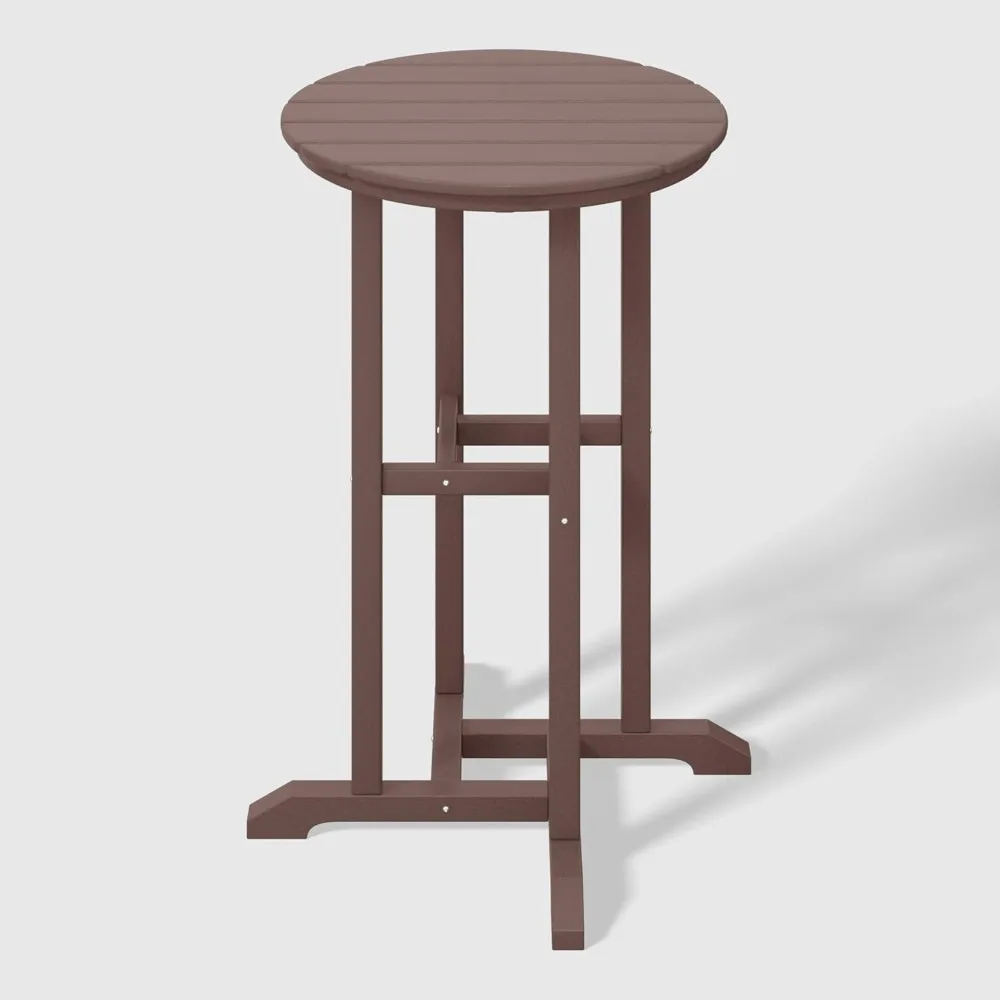 

37" Counter Height Round Outdoor Patio Bistro Bar Table, Dark Brown