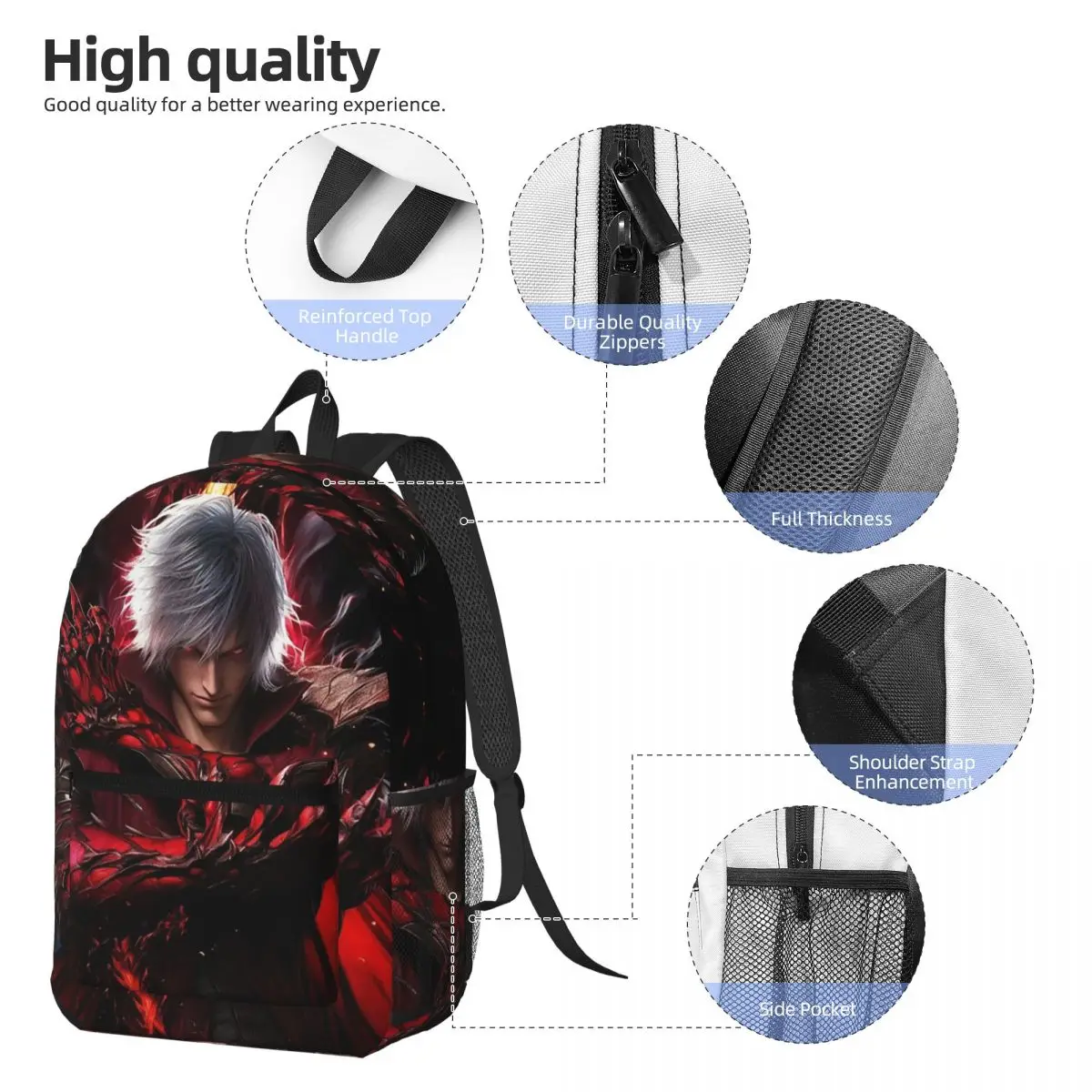 Devil May Cry Game Backpack Boys Girls BookBag Children School Bag Laptop Shoulder Bags for Men Women