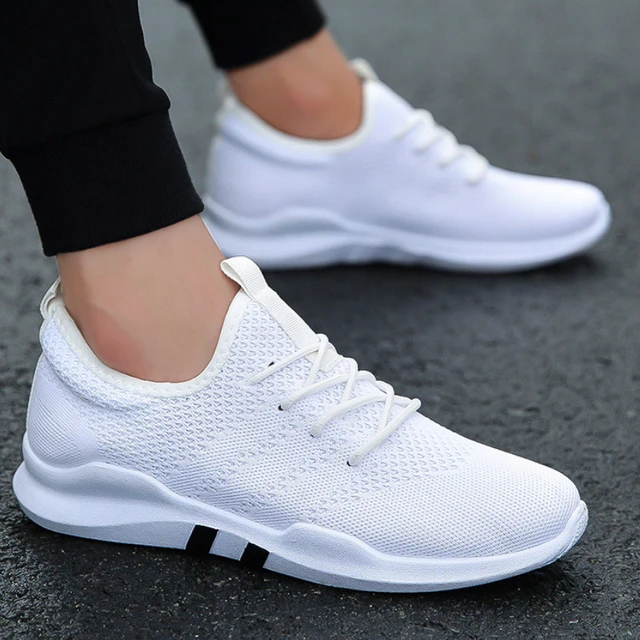 zapatillas deportivas hombre zapatillas blancas hombre zapatos Zapatillas de deporte para Hombre calzado deportivo de malla transpirable hecho a mano con cordones para caminar color blanco primavera y...