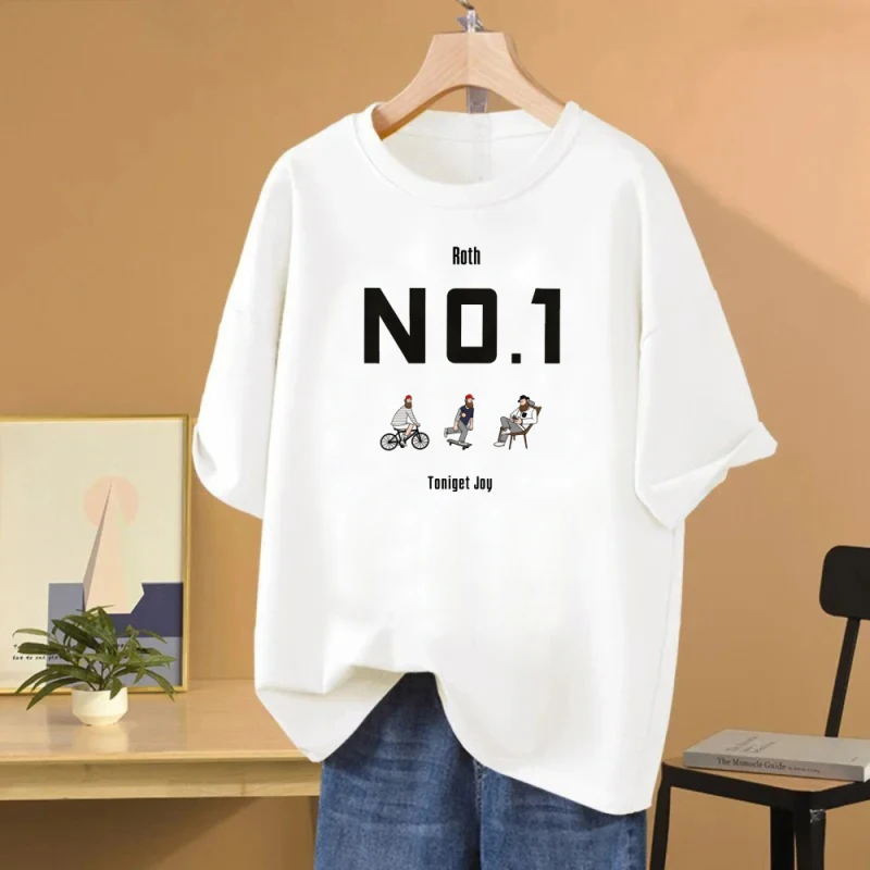 

Women's Loose Cotton Printed Short Sleeved Cycling Skateboard Casual Pattern Print Suitable for Spring and Summer