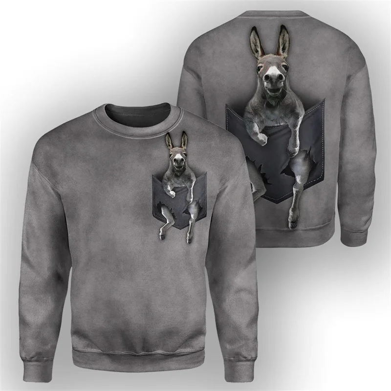 

New Autumn 3D Cute Animals Donkey Dog Elephant Deer Printing Sweatshirts For Men Kid Fashion Funny Pullovers Harajuku Clothing