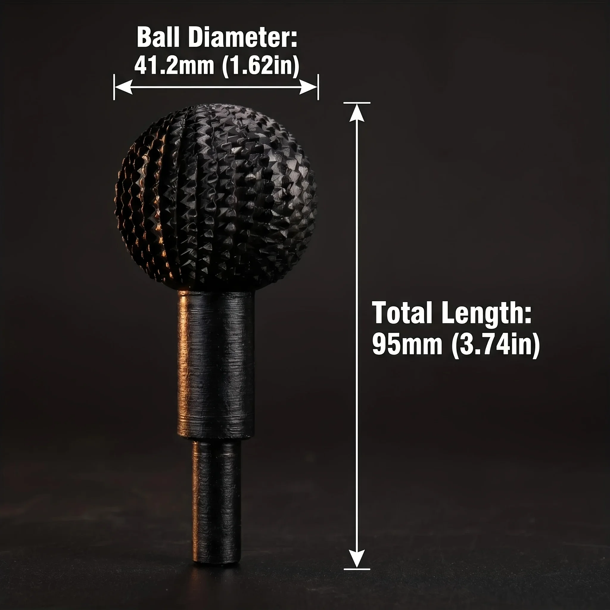 Spherical Wood Carving Burr 41mm Rotary Rasp Tungsten Carbide Grinding Head for Hand Drill  Black  Silver