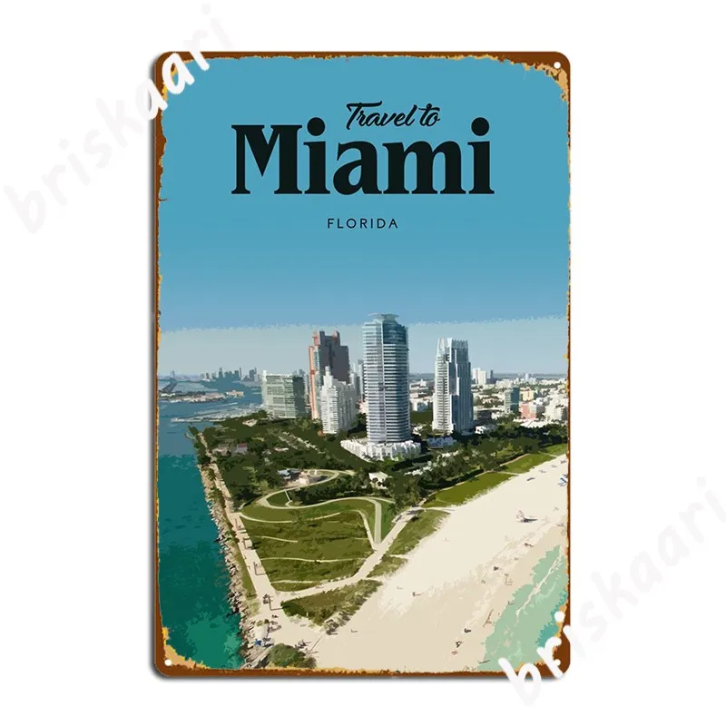 Visit Miami Metal Sign Wall Decor Kitchen Decoration Wall Pub Tin Sign Poster