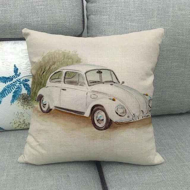 45cm *  unique watercolor car beetle design, suitable for family bedroom hotel  decoration pillow case