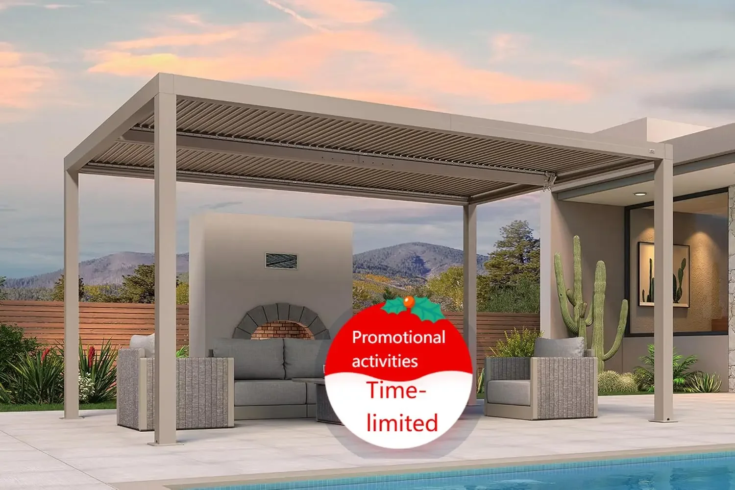 Louvered Pergola 10' × 15' Outdoor Hardtop Gazebo Adjustable Aluminum Sun Shade for Deck Garden Backyard Patio Retractable Roof