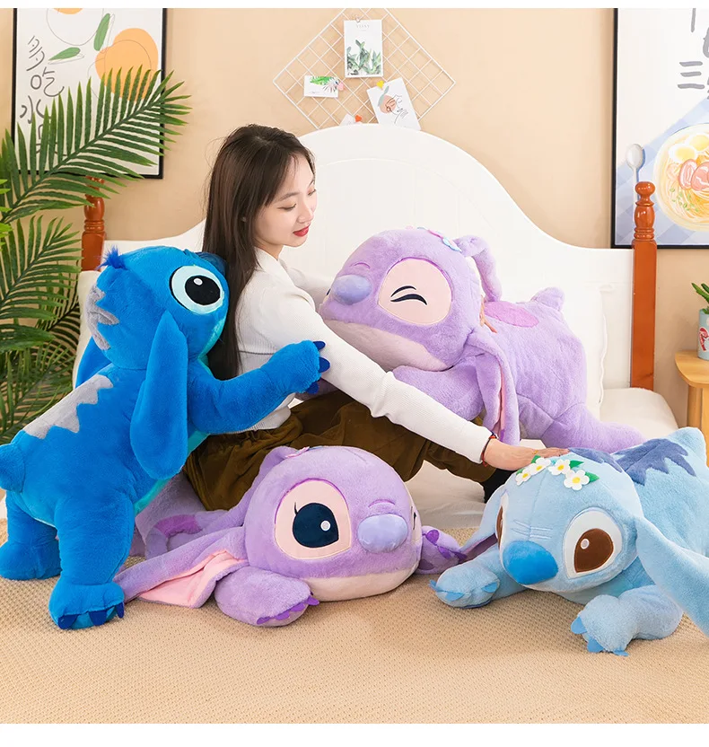 New 55/80cm Disney Lilo And Stitch Purple Angel Toys Kawaii Pixar Anime Soft Stuffed Gift For Children Pillow Dolls Toy Gift