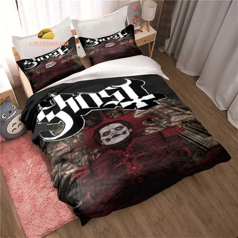 Rock Band Ghost Logo lenzuola copripiumini biancheria da letto lenzuola dormitorio Set biancheria da letto in tre pezzi Set biancheria da letto