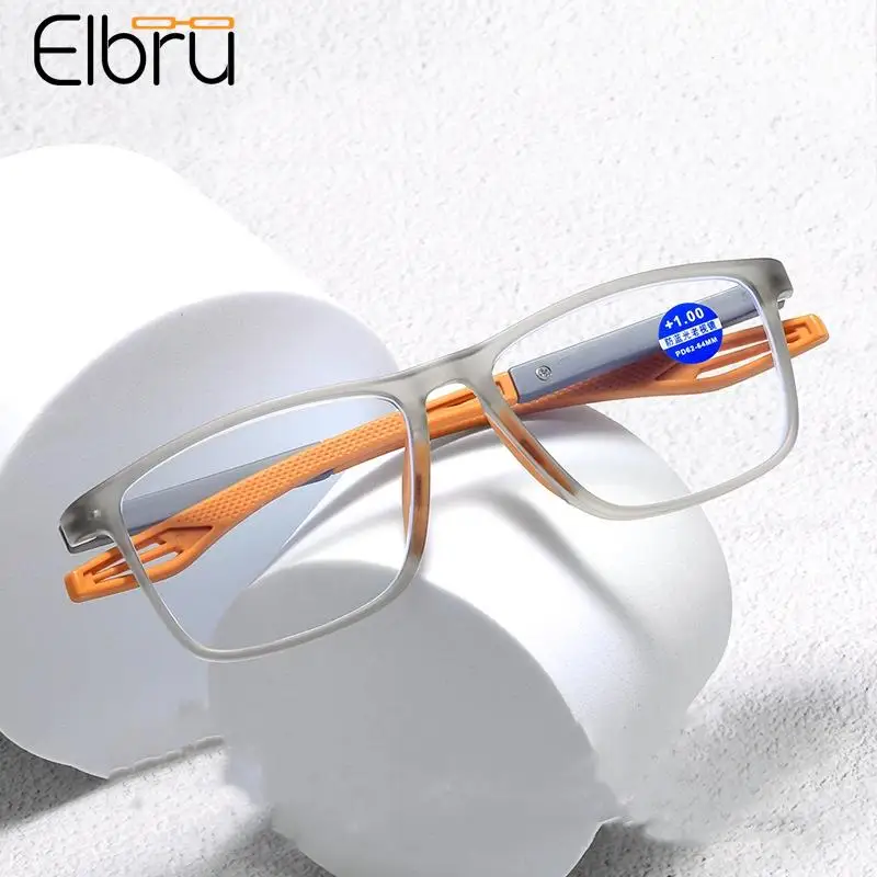 

Elbru TR90 Ultralight Reading Glasses Men Anti-blue Light Sport Non-slip Presbyopia Eyeglasses Frame Women Optical Eyewear +1~+4