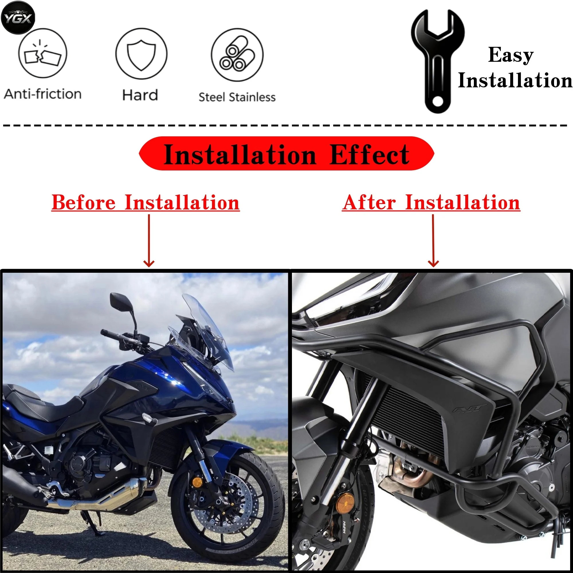 Motorcycle Crash Bar Engine Guard Highway Bumper Anti-Drop Tank Frame Protector For Honda NT1100 NT 1100 DCT 2022-2024