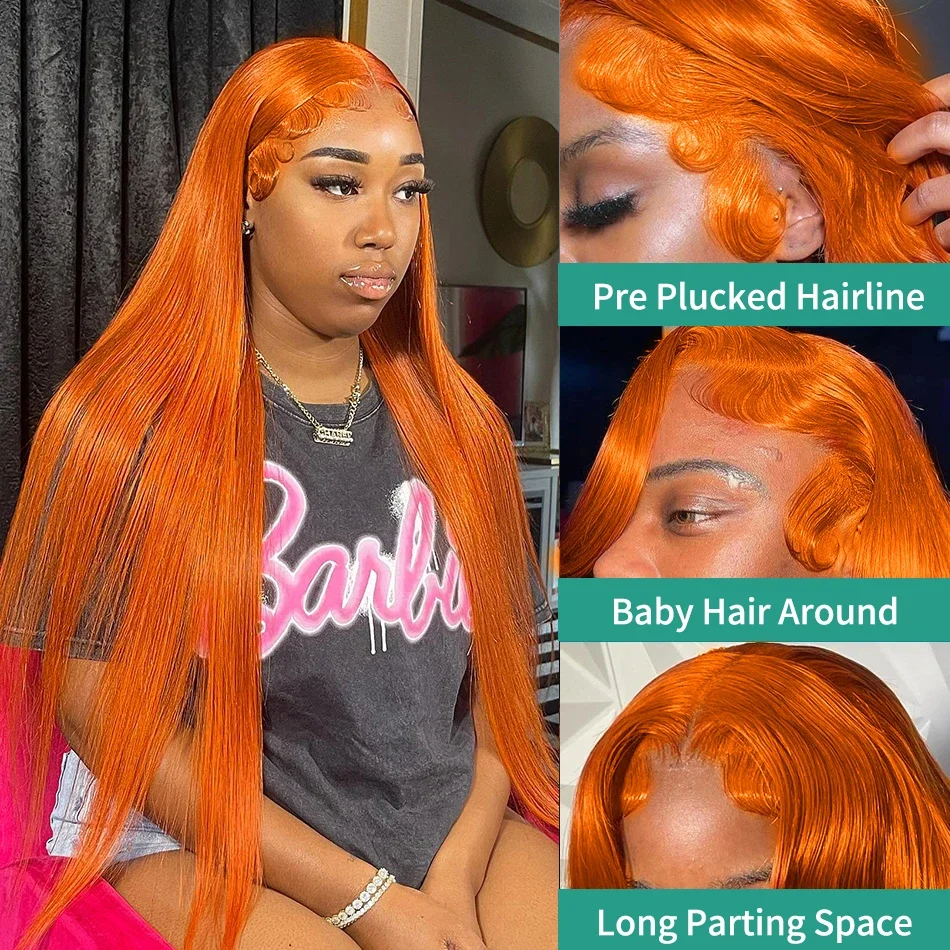 Silkwave Orange Ginger Lace Front Wigs Human Hair For Women Straight 13x4 13x6 Hd Lace Frontal Wig Colored Pre Plucked Brazilian image 5