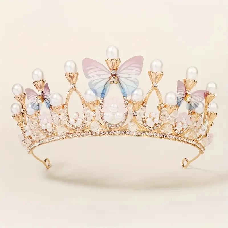 Fashion Girl Kawaii Crown Multicolor Pearl Crown Banquet Birthday Princess Headband Girl Jewelry Headband Hair Accessories Gift