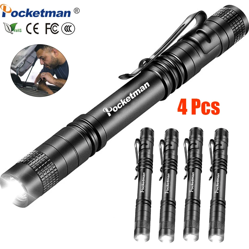 

4pcs Mini Flashlight Pen Torch Small Flashlight Waterproof Search Lantern Pocket Flashlight Linterna Car Repairing Lights