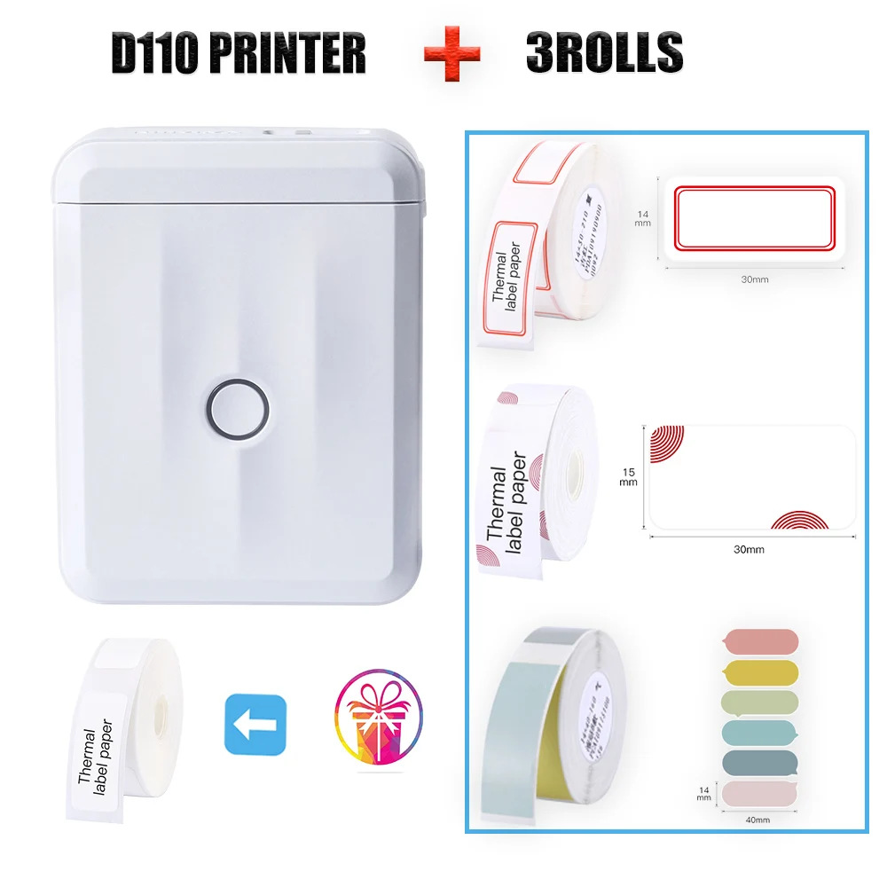 Commercial Work Thermal Label Printer D110 Niimbot Comfortable Use Experience Wireless Ink-free Bluetooth Connection Label Print