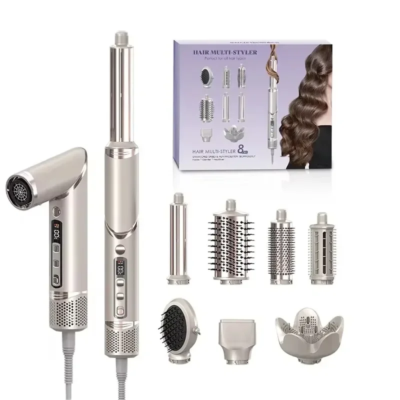المهنية 8 في 1 عالية السرعة فرش طوي الأيونية مجفف الشعر فرشاة الهواء الساخن FlexStyler مع رؤساء قابلة للتبديل #2