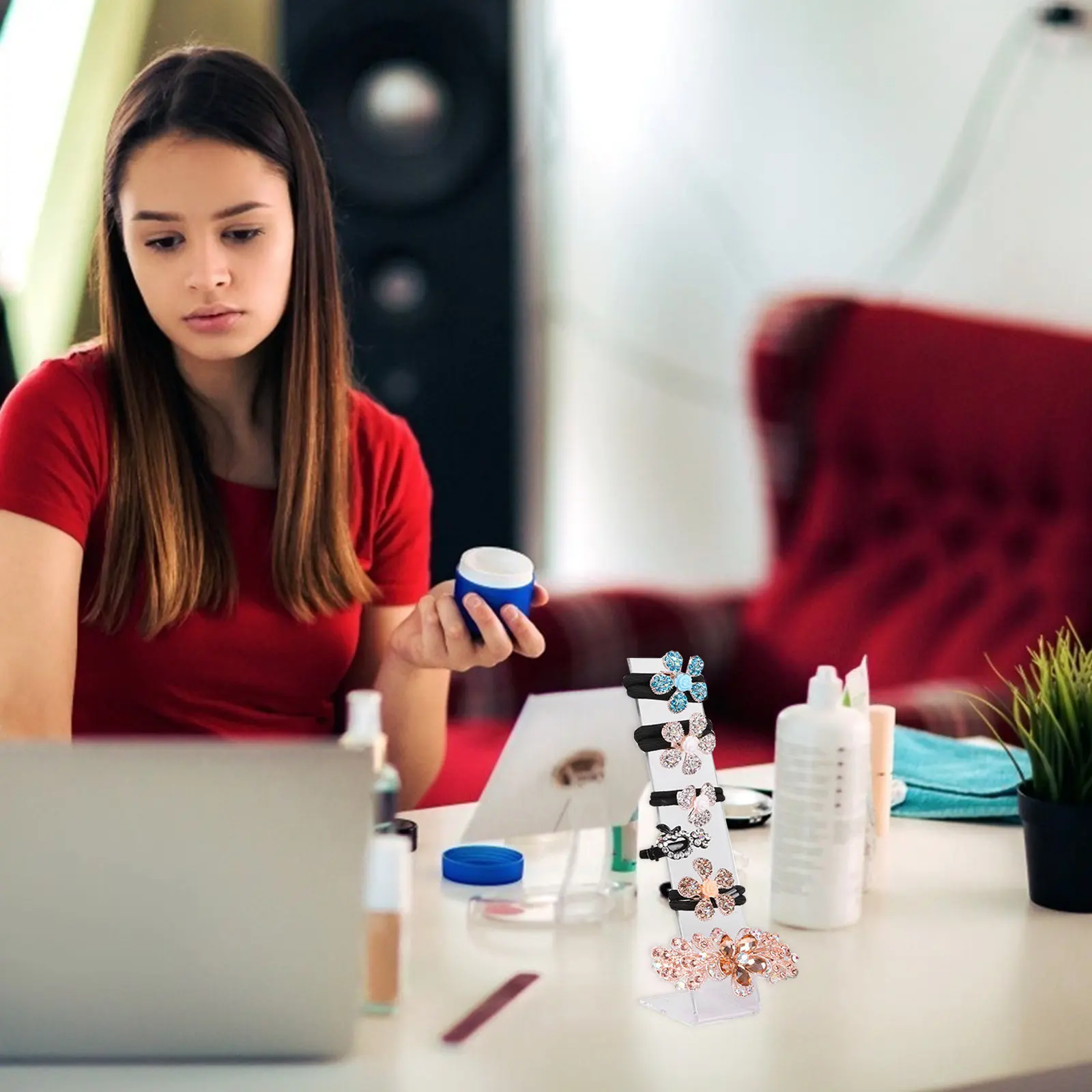 

2pcs L-Shaped Headwear Rack Clear Hair Clip Stand For Home Hair Accessories Organizer Durable Plastic Barrettes Holder Display