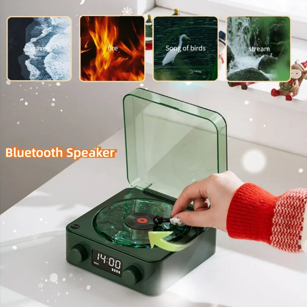 RGB White Noise Retro Turntable Speaker Wireless Bluetooth Vinyl Record Player Stereo Sound Projection Novelty Lighting TF Card