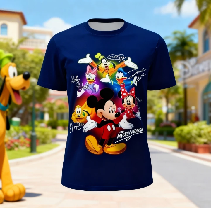 

Hot selling new Disney cartoon Mickey 3D printed adult T-shirt autumn fashion casual children's short sleeved T-shirts tops