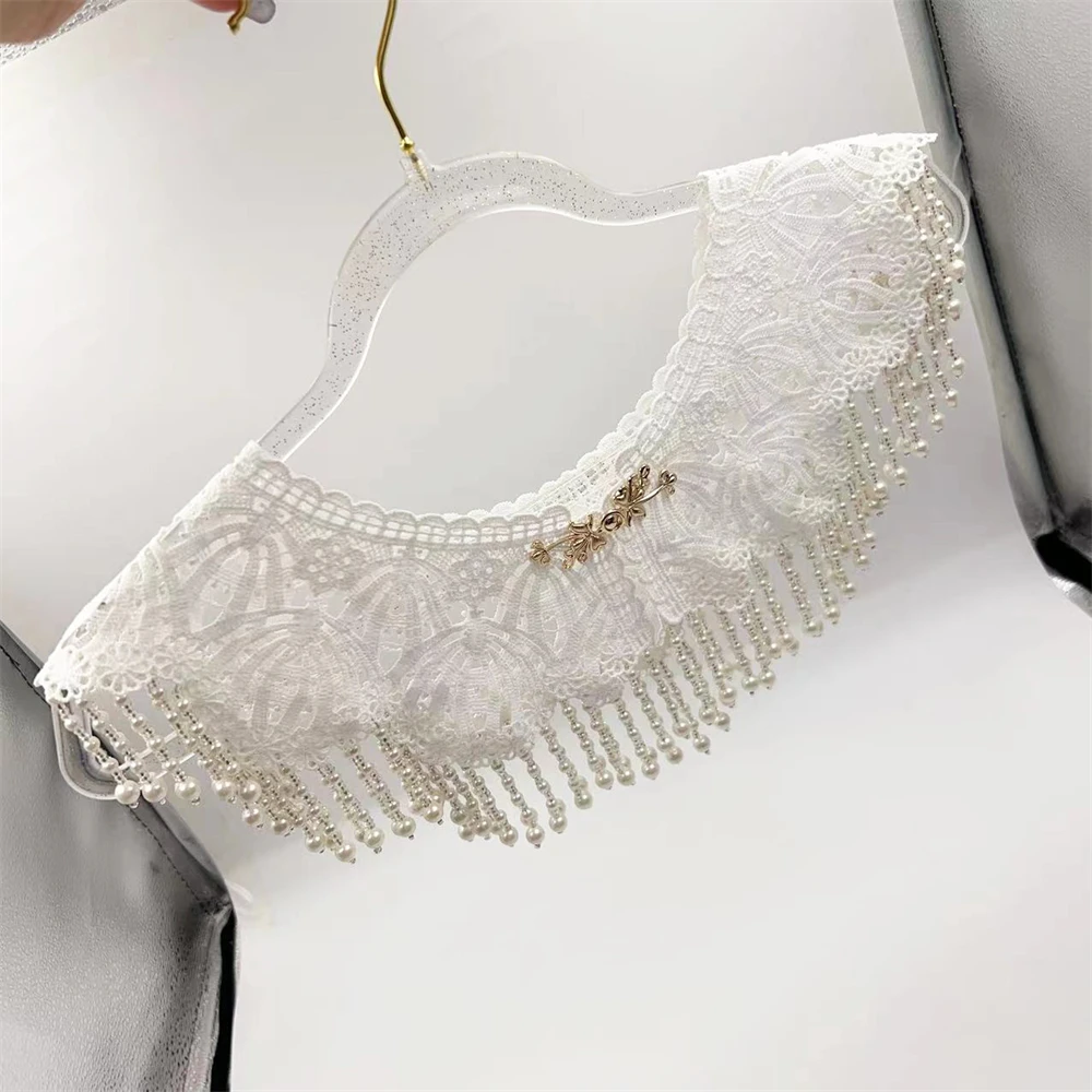 التقليدية تحسين الصينية شيونغسام سحابة الكتف اللؤلؤ مطرز شرابة شال سيدة فستان الزفاف Hanfu وهمية طوق الملحقات