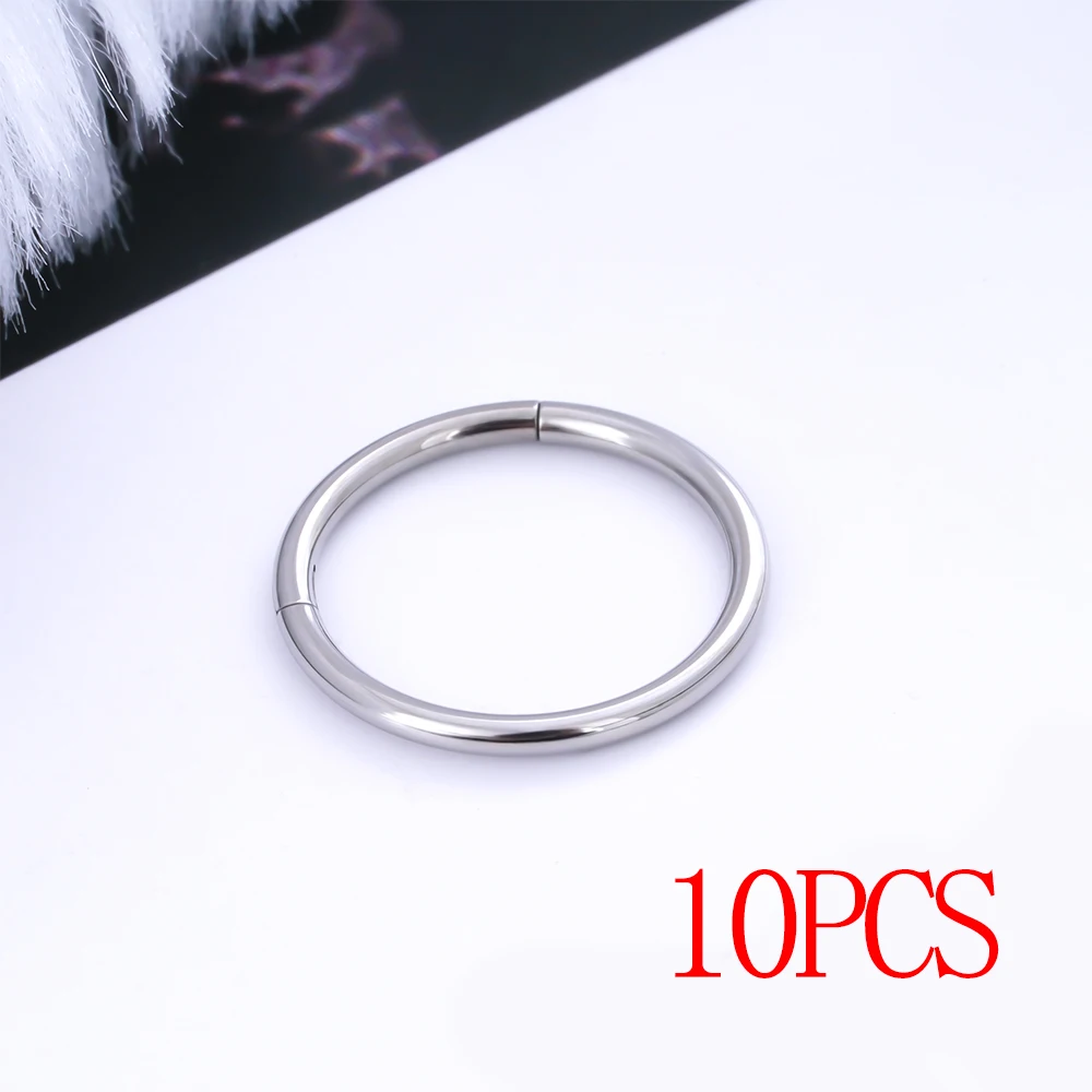10/50 Stück Großhandel Runde G23 Titan Piercing-Ohrringe Nasenring Hoops Septum Clicker Damen Ohrknorpel Tragus Körperschmuck – Detail 7