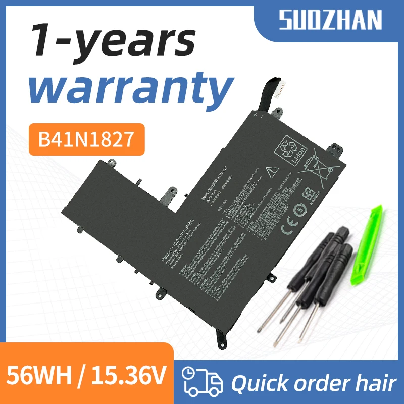 SUOZHAN  B41N1827 Battery for Asus ZenBook Flip 15 UX562 UX562FAC UX562FA-2S UX562FA-AC025R Q526F Q526FA 15.36V 3653mAh 56Wh