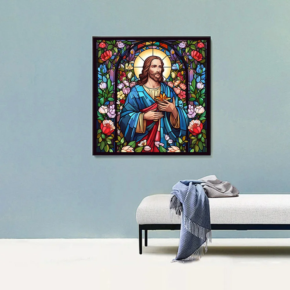 Huacan Diamond Embroidery Jesus Mosaic Rhinestones Diamond Painting Religion Christian Cross Stitch Home Decor