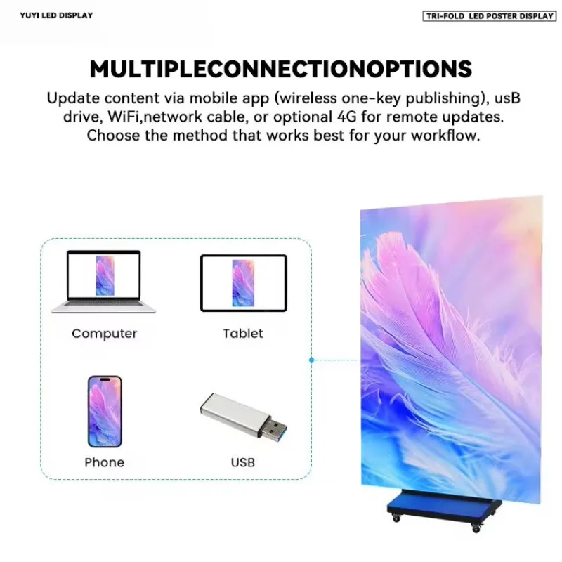Portable Triple Folding LED Poster Screen GOB P1.86 Full Color for Indoor Shopping Mall Retail Display