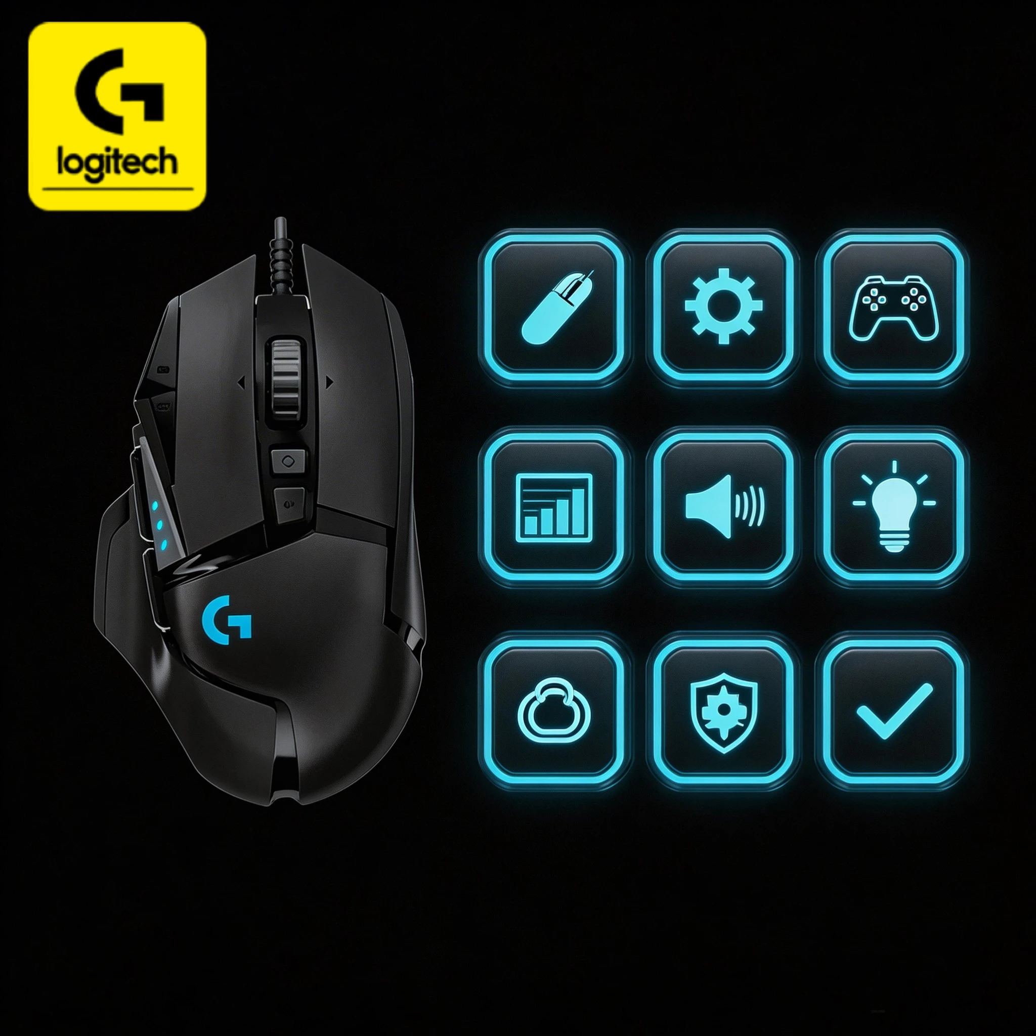 

Logitech G502 Wired Mechanical Mouse, with RGB glowing effect, dedicated for first-person shooter games