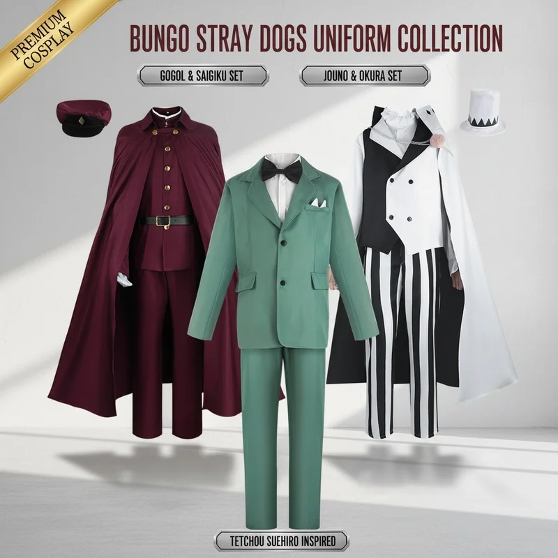 CHIOS Bungou Stray Dogs Cosplay Costume Full Set Gogol Saigiku Jouno Teruko Okura Tetchou Suehiro Wig Included Anime HalloCHIOS