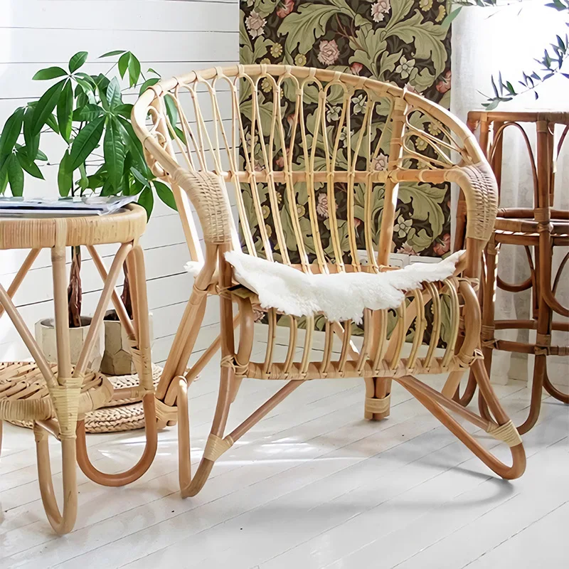 natural rattan chair set - 3 piece patio furniture set with backrest, perfect for b&bs and guesthouses