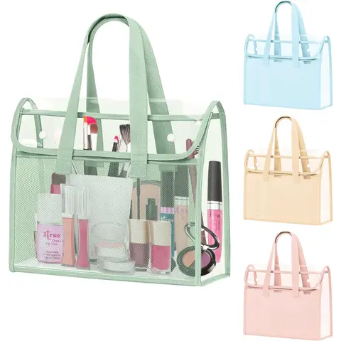 Portable Waterproof Transparent File Bag A4 Size， Multi-Color Document Tote Organizer， New Year & Back to School Supplies