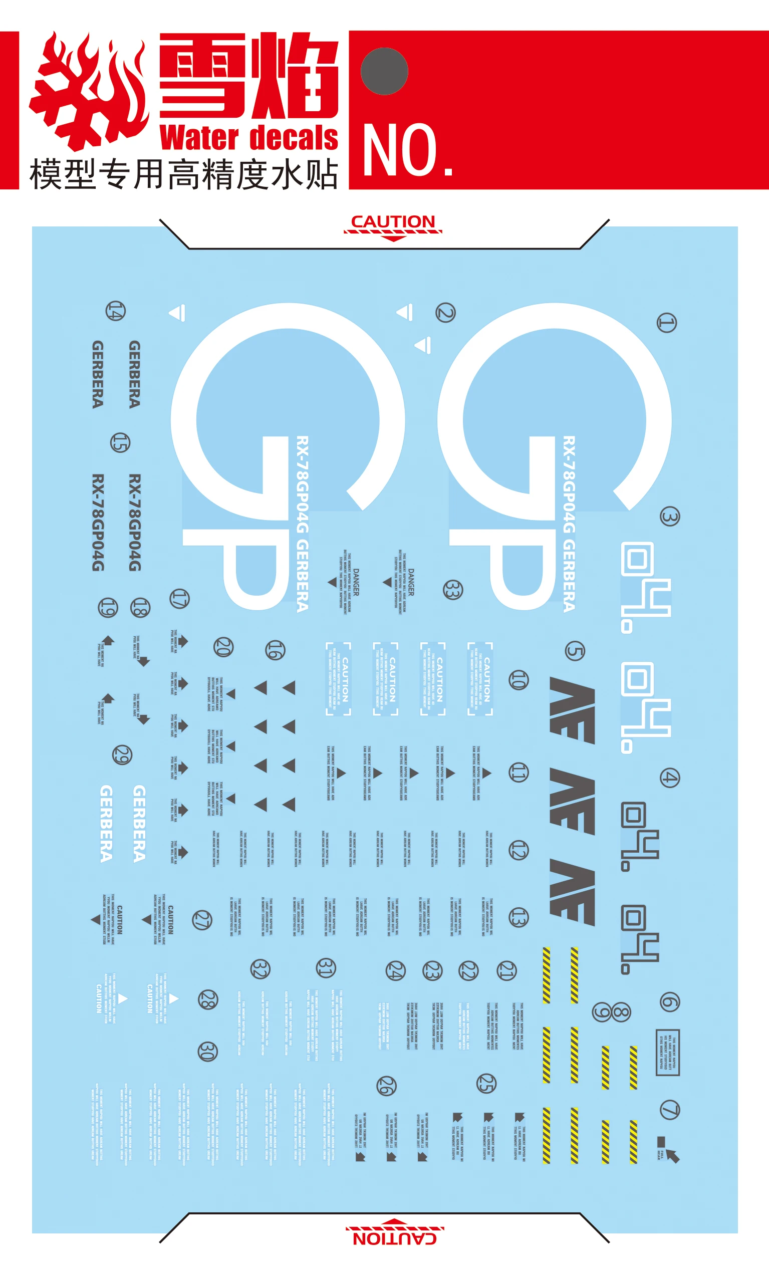 RE 003 1/100 GP04G Gerbera Prototype No. 4 Machine GP04 Anime Figure Assembling Model Fluorescent Water Sticker Gifts