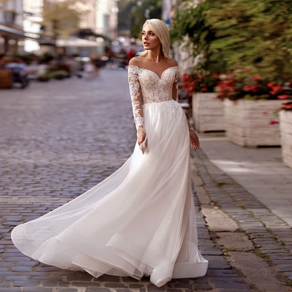 

Простые свадебные платья цвета слоновой кости с мягким тюлем, лето 2024, без рукавов, со шлейфом и джерси, свадебные платья трапециевидной формы, Vestido De Novia