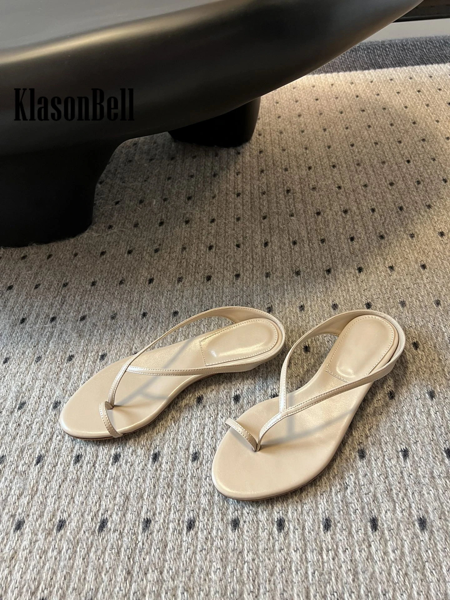 5.10 KlasonBell Retro Wedges Heel Slippers Women\'s 2024 Summer New Shallow Simple Flip-flops Sandals