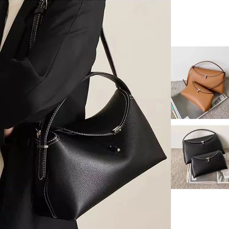 

Swedish Niche Crossbody Handbag, Light Luxury Commuter Women's Bag, Genuine Leather Shoulder Bag, Car Stitching, Pillow Type