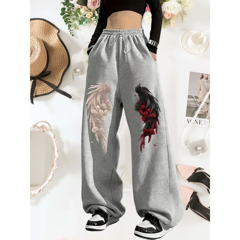 Ladies' American Street Style Dark Gothic Straight Leg Sweatpants Autumn and Winter New Item Unisex