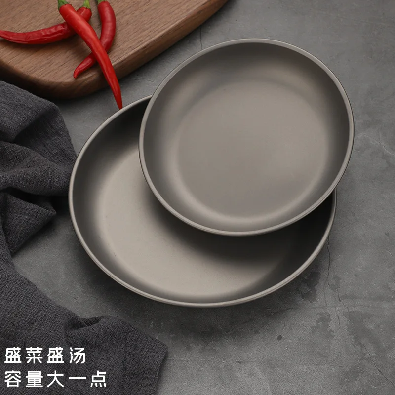 

Pure titanium Outdoor camping picnic tableware Titanium alloy Steaming plate Household vegetable Antibacterial