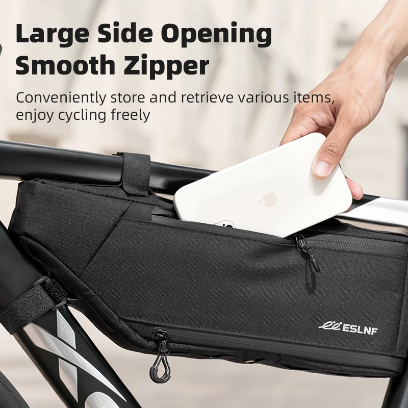 ESLNF Bike Frame Bag Expandable Large Capacity Bicycle Top Tube Down Tube Storage Bag Side Mesh Pocket Waterproof MTB Road Bike