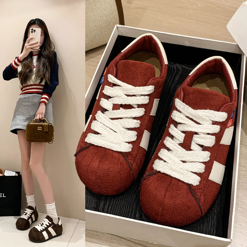 

European Style Matte Big Toe Loafers Versatile Casual Sneakers Slimming Training Shoes Flat Shoes Sports Shoes Women's Shoes