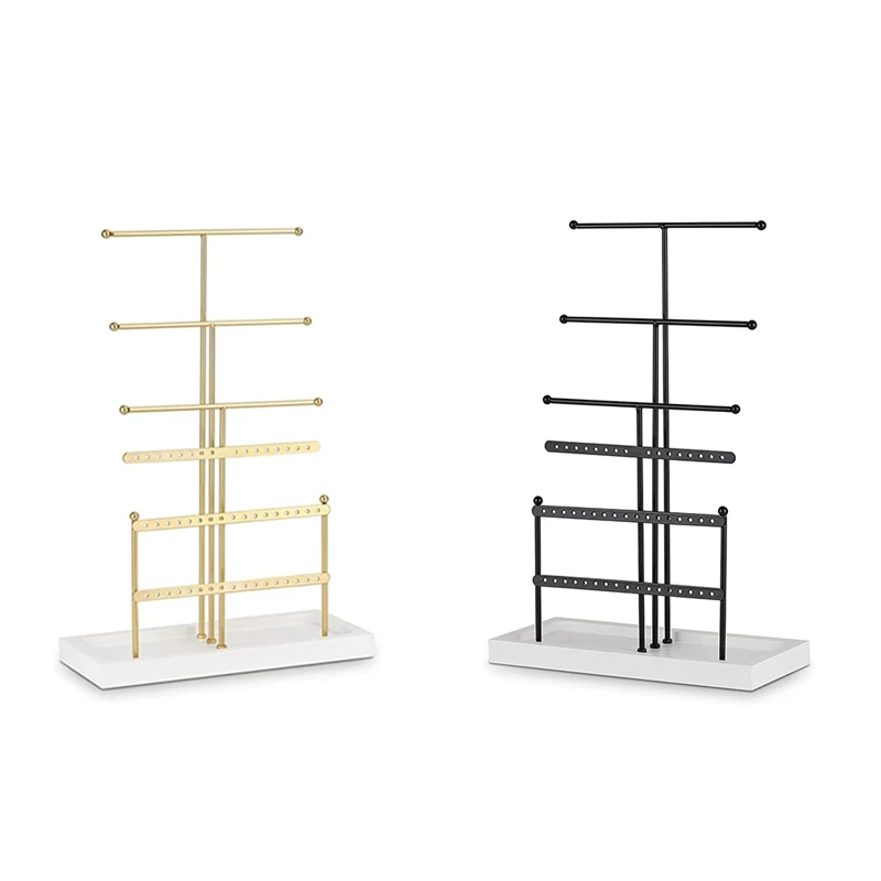 ที่ใส่เครื่องประดับแบบตั้งโต๊ะในกล่องเครื่องประดับ6ชั้นเครื่องประดับชั้นวางต้นไม้พร้อมถาดสำหรับต่างหูสร้อยคอสร้อยข้อมือ