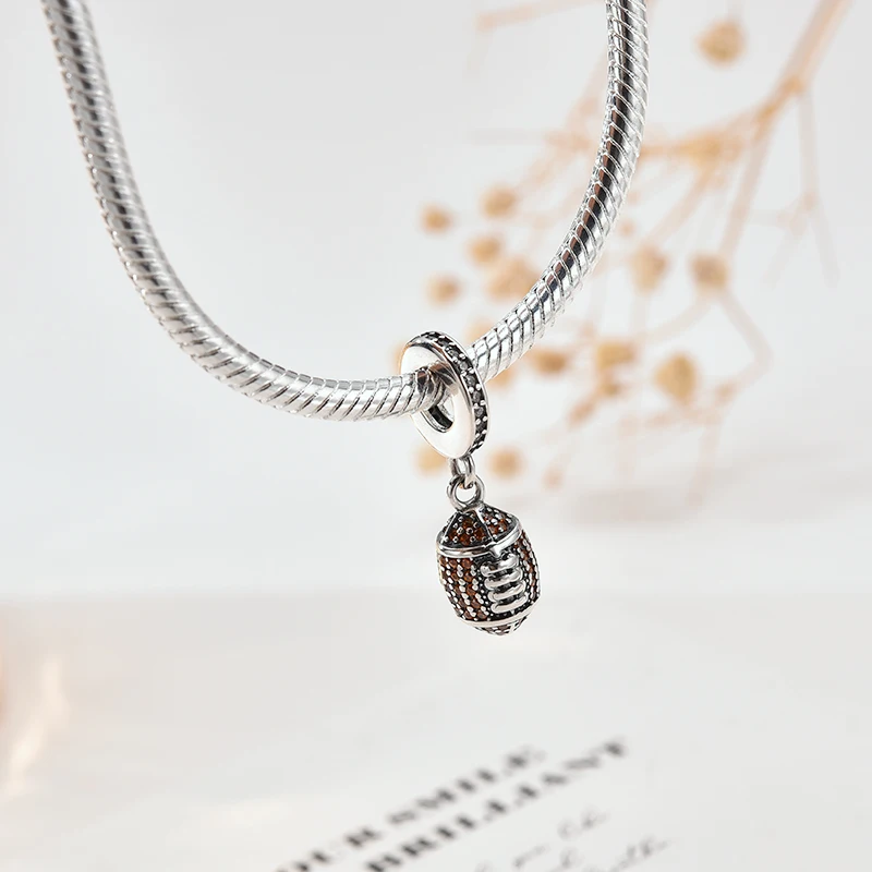 NEW Football Basketball Tennis Dumbbell Dangle Charm Bead fit European Original Silver Bracelet DIY Jewelry Gift for Women view 4