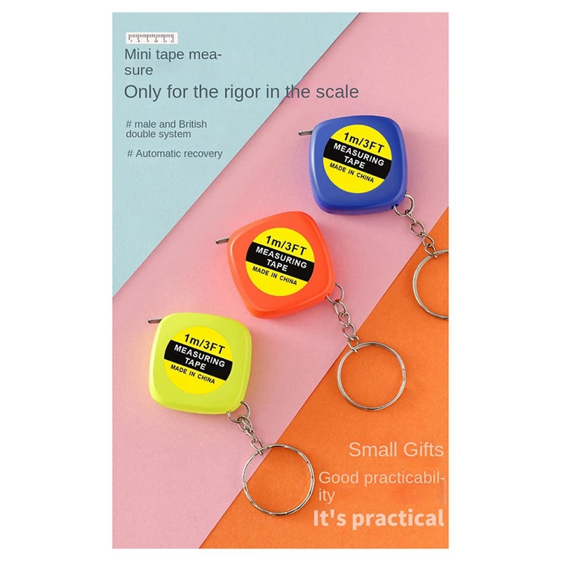 AFBC Mini Tape Measure With Free Steel Tape Measure Metric And English Dual System Portable Exquisite Hanging Buckle