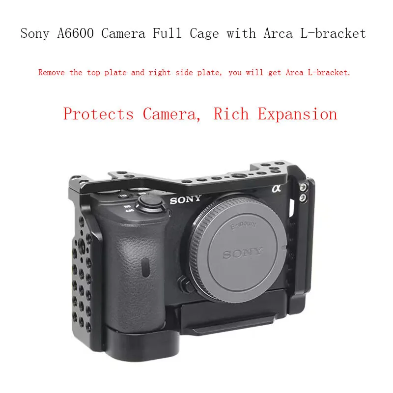 قفص كاميرا PyroGraphy A6600 مع Arca L-bracket 2-in-one 1/4 "&3/8" ثقب خيط Arri تحديد موقع الحذاء البارد لجهاز Sony A6600 #4