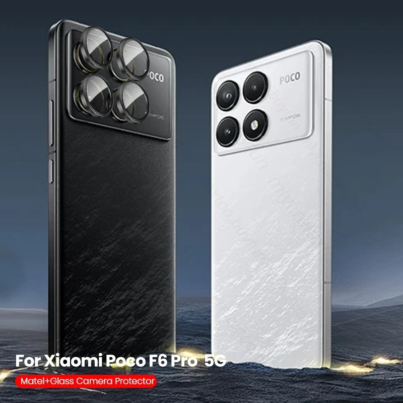 For Xiaomi Poco F6 Pro 5G Case 9D Tempered Glass Camera Protectors Matel Ring Lens Cap PocoF6 Poko Little F6Pro F 6 Pro 6Pro 6F