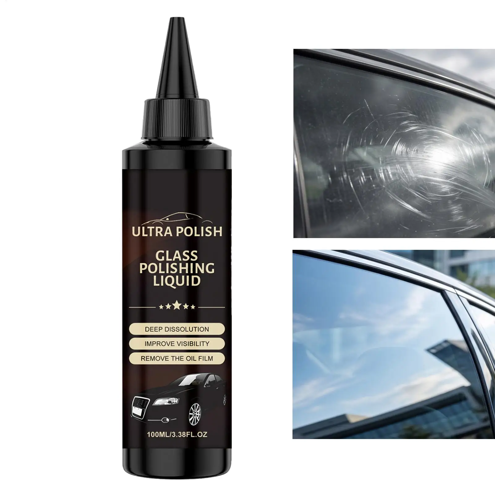 Car Window Oil Film Remover Super Polishing Glass Polishing Fluid Anti-Glare Stain Removal Liquid Oil Film Cleaner Grime Remover