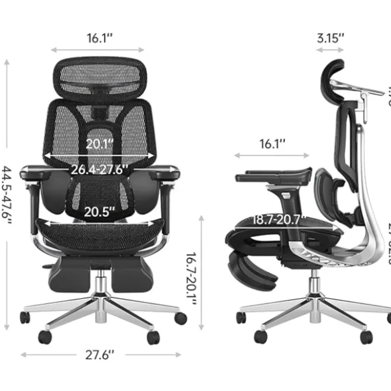 E3 Pro Ergonomic Office Chair, Big and Tall Office Chair - with 3-Zone Dynamic Lumbar Support, 4D Adjustable Headrest