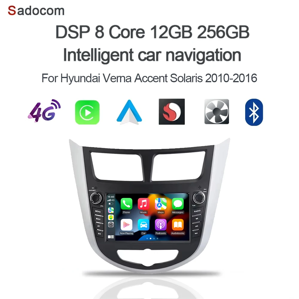

Carplay 9 "Android 14 128 ГБ + 8 ГБ 8-ядерный мультимедийный автомобильный Android-плеер навигация для Hyundai Verna Accent Solaris 2010-2016
