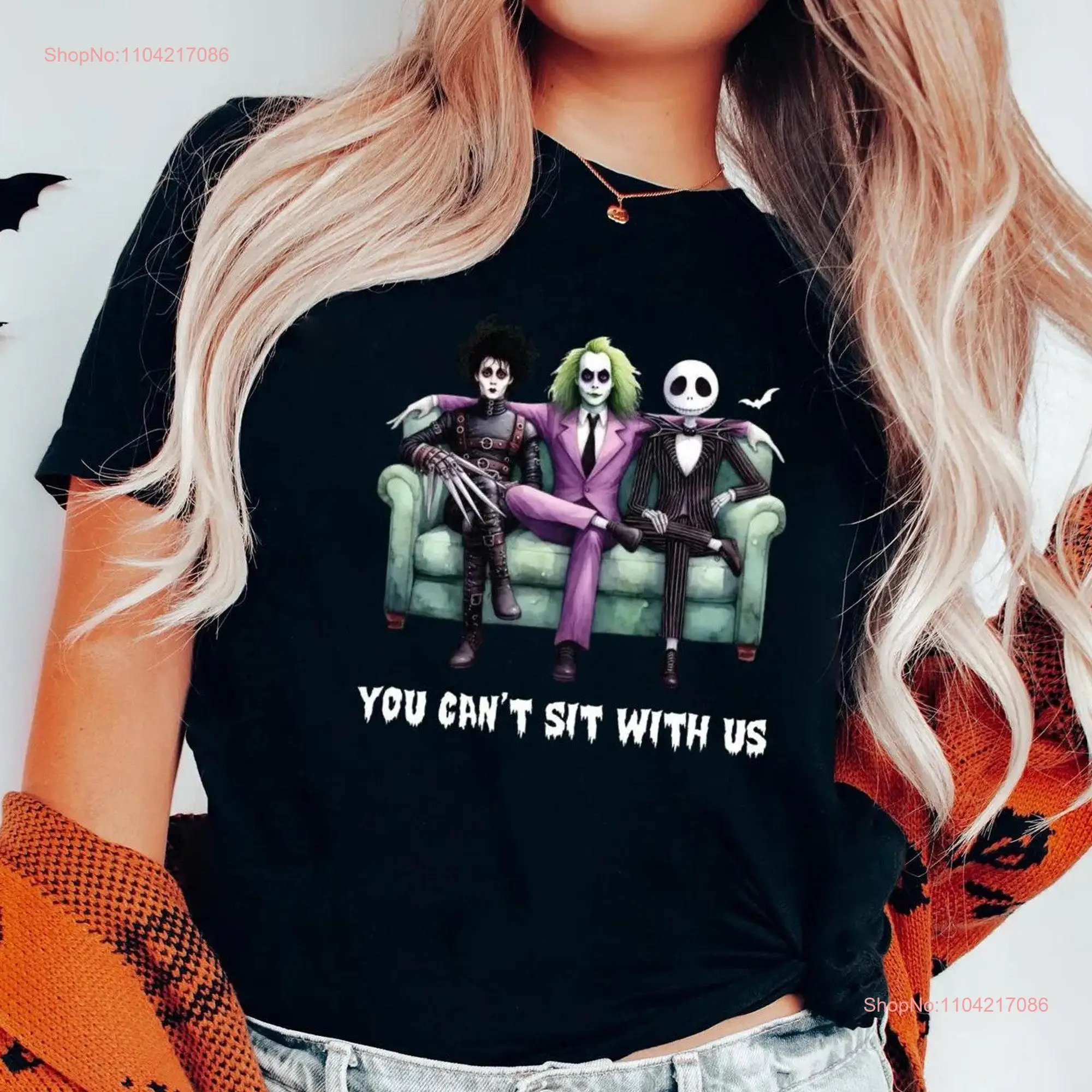 You Cant Sit With Us T Shirt Horror Halloween Cute Queen Witch Mean Girls long or short sleeves