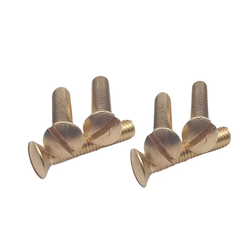 5-50pcs DIN964 Pure Solid Brass Broze Copper Half Countersunk Slotted Round Drive Head Machine Screw Furniture Bolts Screws