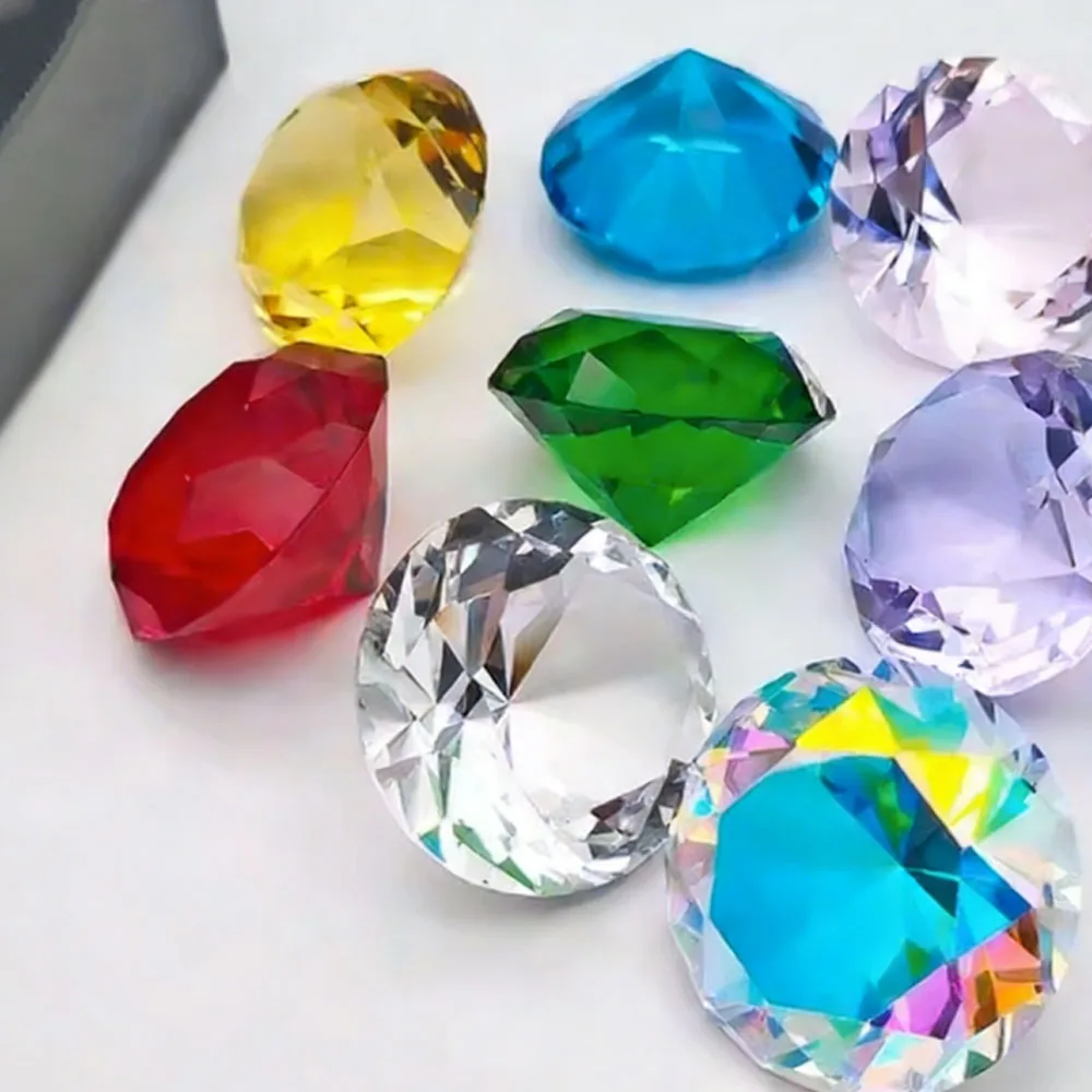 1-10pc Crystal Diamond Shape Paperweight Glass Gem Display Ornament Wedding Home Decoration Art Gift Children's Toy