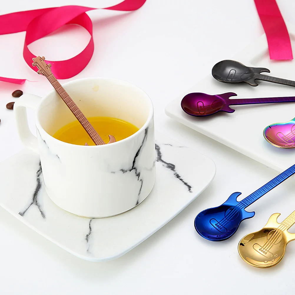 

3Pcs Stainless Steel Guitar Shape Coffee Spoons Creative Design Mixing Spoon for Cappuccino Espresso Spoon